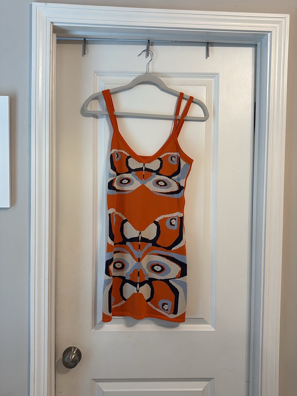 Alexis Orange Abstract Scoop-Neck Mini Dress